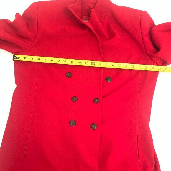 VTG 80s Dana Buchman Red Wool Double Breasted Blazer Jacket Plus Size 14 - Picture 11 of 14